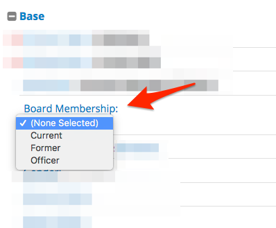 eTapestry board membership user-defined field