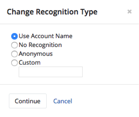 Account donor recognition options in eTapestry
